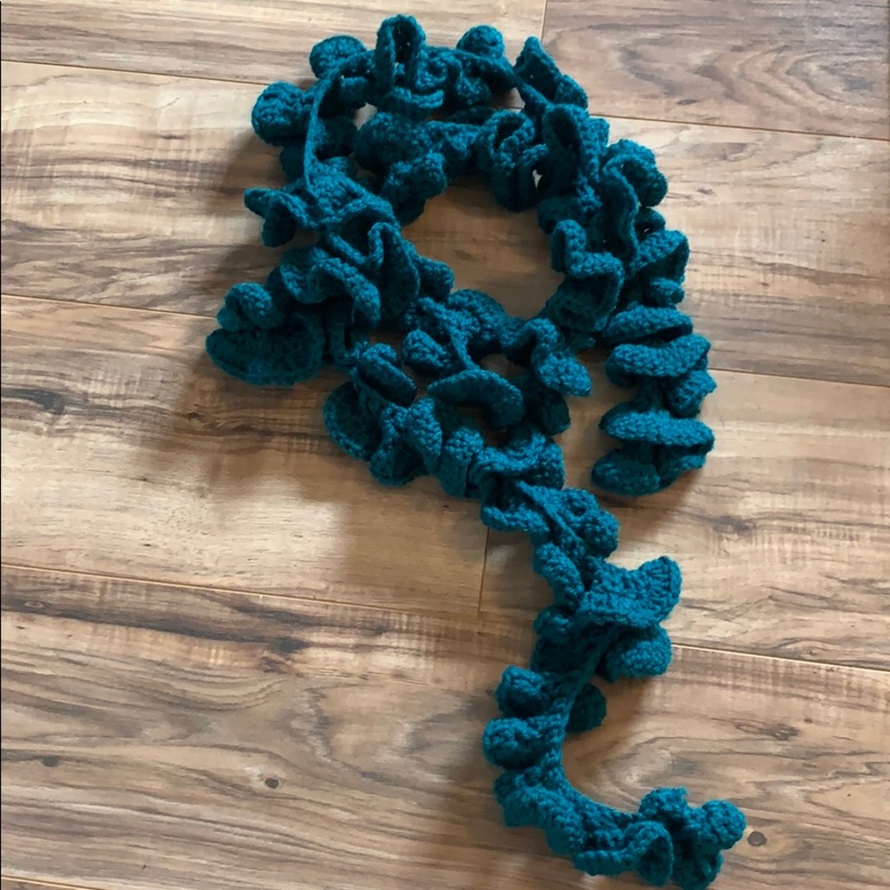 Turquoise blue crochete scarf handmade scarves